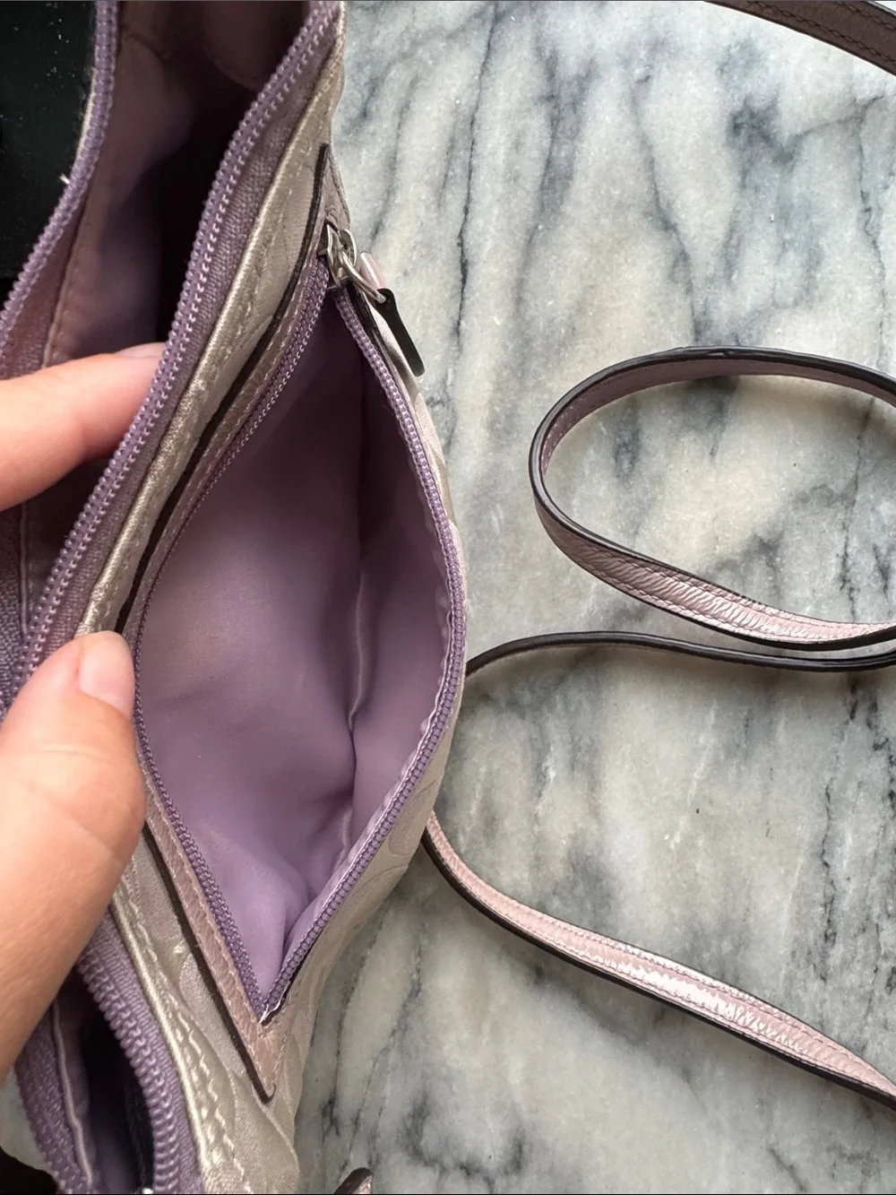 Coach Signature Lavender Crossbody Shoulder Bag